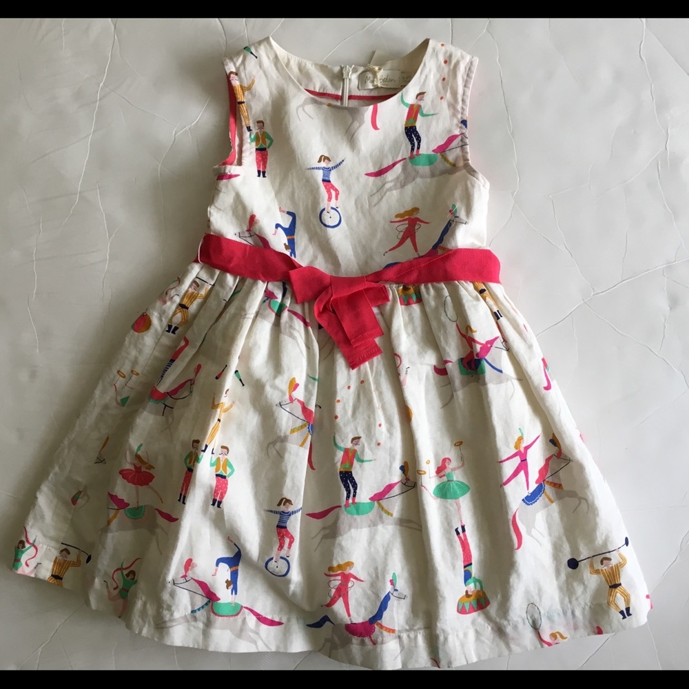 Mini Boden Ecru Acrobat Dress 5-6y